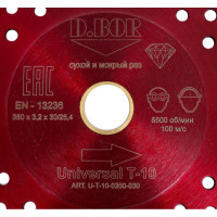 Диск алмазный Universal T-10 (350x3.2x30/25.4 мм) D.BOR U-T-10-0350-030
