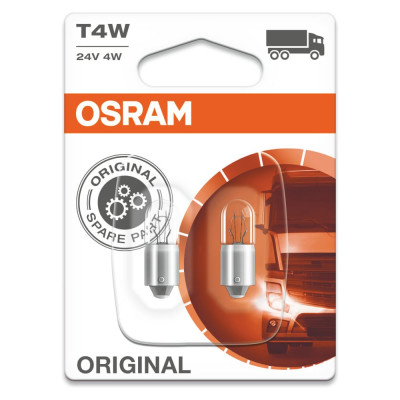 Автолампа T4W BA9s 2 штуки 24В 1.10 3930-02B Osram 651813