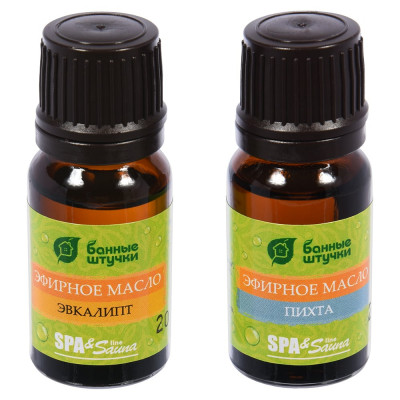 Набор эфирных масел Банные Штучки эвкалипт и пихта, 2 масла по 10 мл в блистере в форме капли 20 32289