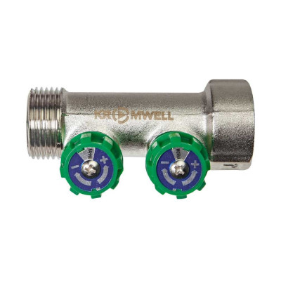 Коллектор KROMWELL с регулируемыми вентилями и переходами на резьбу, 2 выхода EU.ST3078275 2x1x12_k