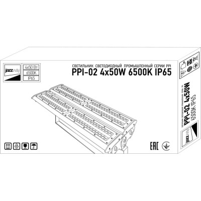 Светильник светодиодный настенно-потолочный промышленый PPI-02 4х50Вт 6500К IP65 230В/50Гц для высоких пролетов Jazzway 5016255