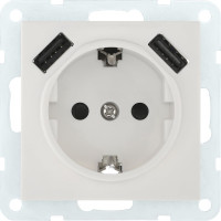 Розетка LK Studio с з/к + 2хUSB разъем, 2А белый 868004-1