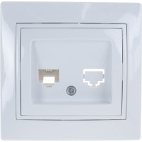 Телефонная розетка Intro 1-302-01 RJ11, IP20, СУ, Plano, белый Б0027619