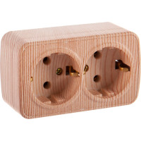 Розетка Intro 320411 2х2PE Schuko,16А, 250В, IP20, ОУ, Polo, сосна Б0036110