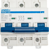 Автоматический выключатель ANDELI DZ58-125 3P 63A ПКС 10kA тип D 8-12In ADL01-639