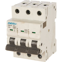 Автоматический выключатель ANDELI DZ66-63/3P 25A 6kA тип C ADL01-256