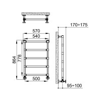 Полотенцесушитель IRSAP Minuette для ГВС 778/540 CL.50 T01 5 трубок, chrome MGP054B50IR01NNN01