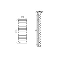 Полотенцесушитель IRSAP STEP-E 1255/500 электрический, CL.2E T01, SEL050T2EIR01NNN02