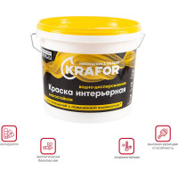 Интерьерная краска KRAFOR водно-дисперсная латексная влагостойкая 6.5 кг 26966