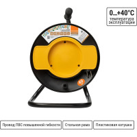 Силовой удлинитель на катушке TDM ELECTRIC народный, с 1 выносной розеткой, ПВС, 2200 Вт, с заземлением, 40м SQ1307-0413