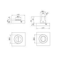 Поворотная кнопка DOORLOCK DL M08/SY OLV-15 полированная латунь, квадратная розетка, A=35-42мм, шток 5/8мм 73585