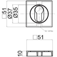 Розетка DOORLOCK DL M03/S PZ OLV-15 полированная латунь, квадратная розетка 73575