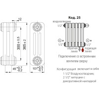 Радиатор IRSAP TESI 30365/22 CL.01 белый T25 RT303652201RI25N01 RR303652201A425N01