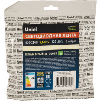 Гибкая светодиодная лента Uniel катушка 5м ULS-2835-120LED/m-8mm-IP20-DC24V-9,6W/m-5M-3000K UL-00005872