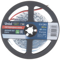 Гибкая светодиодная лента Uniel катушка 5м UL-00002969 ULS-2835-60LED/m-8mm-IP20-DC24V-6W/m-5M-DW UL-00002969