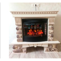 Каминокомплект InterFlame Экстер Кавказ Панорамик25 бежевый с золотой патиной с Кавказ25 бежевый ЗП