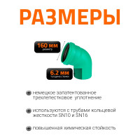 Отвод Ostendorf ливневой канализации 160 мм, 67 градусов 771530