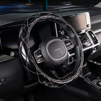 Оплетка SKYWAY Luxury-5 M, черная с белой прострочкой, полиэстер S01105001