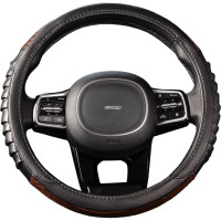 Оплетка SKYWAY Wood-5 M черная, экокожа S01102171
