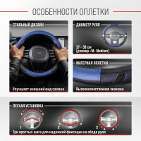 Оплетка SKYWAY Racer-1 M, черно-синяя, экокожа S01102415