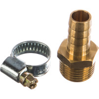 Штуцер пневматический наружная резьба 1/2- елочка 12 мм, 2 шт. + хомуты ROCKFORCE RF-MH08/08(1910)