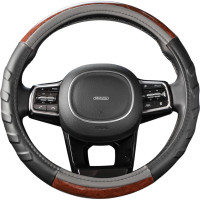 Оплетка на руль SKYWAY Wood-7 M Черно/серая экокожа S01102060