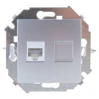 Компьютерная розетка Simon RJ45 кат.5e AMP, алюминий 1591551-033