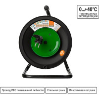 Силовой удлинитель на катушке TDM ELECTRIC народный, с 1 выносной розеткой, ПВС, 2200 Вт, с заземлением, 50м SQ1307-0414