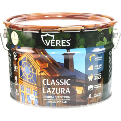 Пропитка Veres Classic Lazura №1 бесцветный 9 л 1 205681