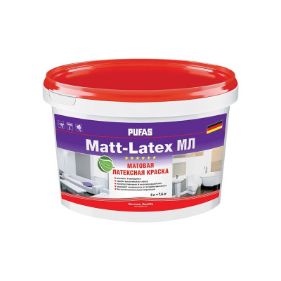 Pufas MATT-LATEX Краска моющаяся латексная матовая Основа D мороз. 5л7,2кг МЛ тов-084880