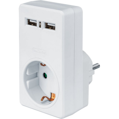 Navigator Адаптер NAD-USB02-1E-C-WH с/з 1 гн. USB2.1A 61699