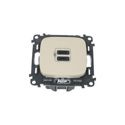 Legrand Valena ALLURE.Зарядное устройство с двумя USB-разьемами тип С-тип С 240В/5В 3000мА.С лицевой панелью.Цвет Слоновая кость 755346