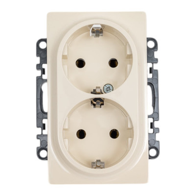 Legrand Valena LIFE.Силовая розетка двойная 2х2К+З 16А 250В с лицевой панелью.Безвинтовые зажимы.Слоновая кость 753227