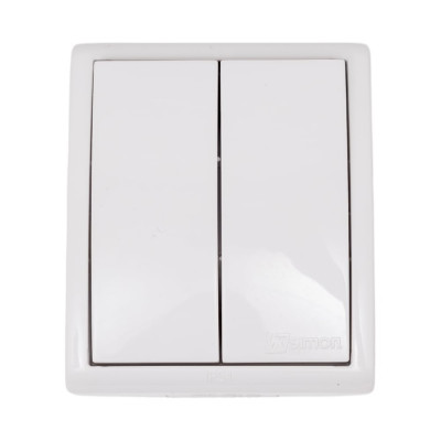 Simon Выкл. двухклавишный с подсветкой, IP54, 10А 250В, S15 Aqua 1594399-030