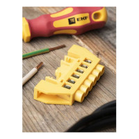 Нулевая шина EKF PROxima РЕ, 8х12мм, 6 отверстий, латунь желтый, нейлоновый корпус, 20 шт sn0-125-6-dpe