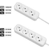 Удлинитель сетевой TDM ELECTRIC 3 розетки, 1,5 метра, без заземления, ШВВП 2х0,75 мм2 6А 250В SQ1303-1200