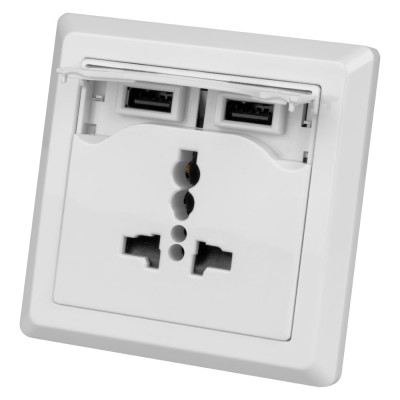 Мультифункциональный блок TDM ELECTRIC Сенеж 1, 2П 10А 250В+2 USВ-порта для зарядки 5В 2,1А, белый SQ1816-0001
