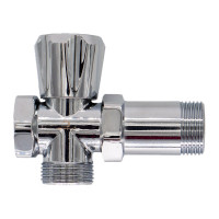 Трехпроходной вентиль СТМ 3/4х3/4х3/4", ш/ш/г, с удлинительной гайкой, маховик, хром CV3N0034