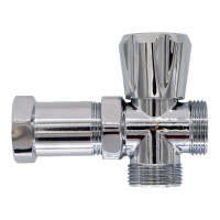 Трехпроходной вентиль СТМ 3/4х3/4х3/4", ш/ш/г, с удлинительной гайкой, маховик, хром CV3N0034