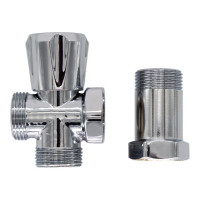 Трехпроходной вентиль СТМ 3/4х3/4х3/4", ш/ш/г, с удлинительной гайкой, маховик, хром CV3N0034