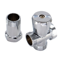 Трехпроходной вентиль СТМ 3/4х3/4х3/4", ш/ш/г, с удлинительной гайкой, маховик, хром CV3N0034