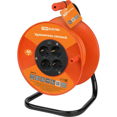 Силовой удлинитель TDM ELECTRIC УКз16-004, 4 места/40м, ПВС, 3х1.5 SQ1301-0535