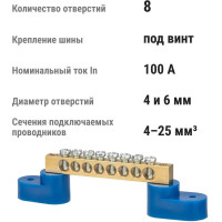 Нулевая шина TDM ELECTRIC 6х9мм, на двух угловых изоляторах, 8 групп SQ0801-0034