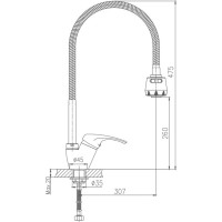 Смеситель для кухни Haiba мойки латун с высоким гибким изливом, хром HB4313 539092