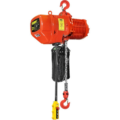 Цепная стационарная электрическая таль OCALIFT 02-01s г/п 2 тонны, высота 6м, на крюке, 380в OCA0201SN6m