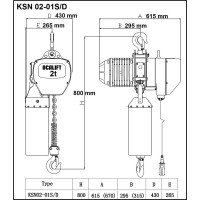Цепная стационарная электрическая таль OCALIFT 02-01s г/п 2 тонны, высота 6м, на крюке, 380в OCA0201SN6m