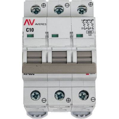 Автоматический выключатель EKF 3P, 10A, 6kA, AV-6, DC, AVERES mcb6-DC-3-10C-av