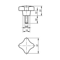Крестообразная рукоятка KIPP K0148.506X50