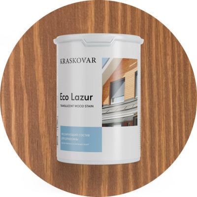 Лессирующая пропитка для древесины Kraskovar «Эко Лазурь», красное дерево 0,9л 1186
