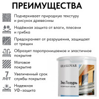 Лессирующая пропитка для древесины Kraskovar «Эко Лазурь», бесцветный 0,9л 1179
